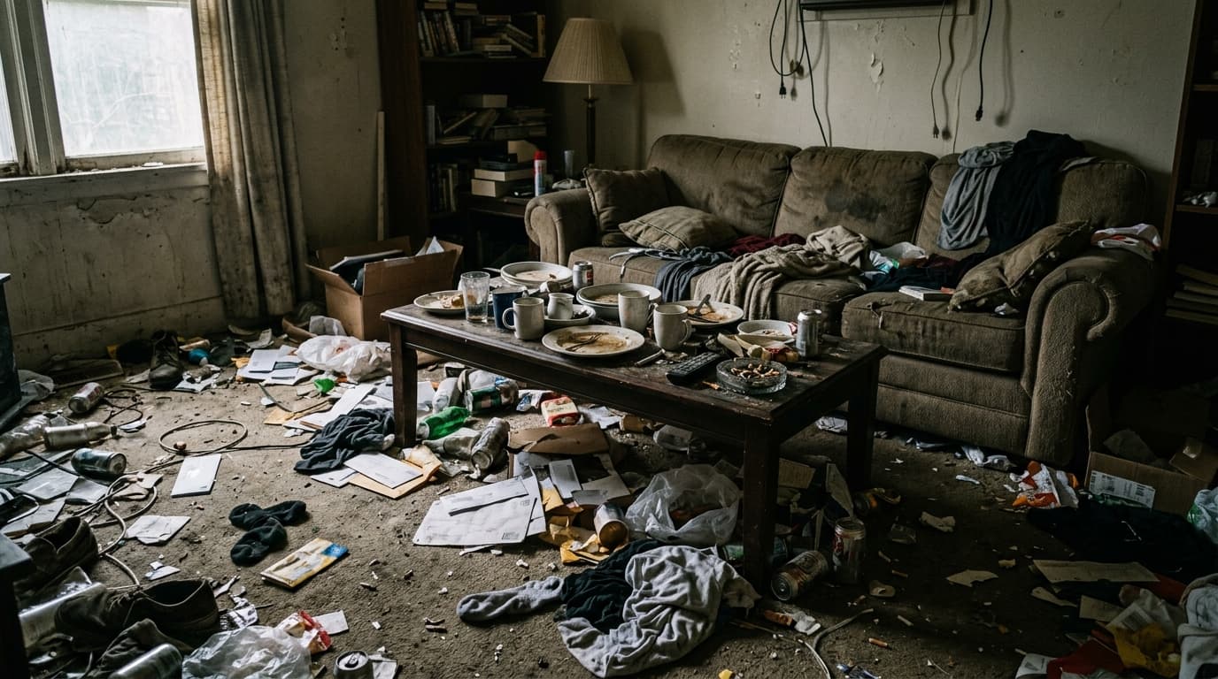 Messy Before Cleaning Living Room